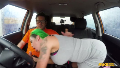 Pin-up Madison Phoenix and Ryan Ryder - green haired scene - Fake Driving School